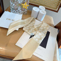 CD Twilly Mini Scarf 100cm Floral Light Beige Mulberry Silk 958864