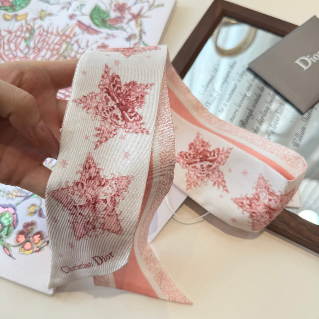 CD Twilly Mini Scarf 105cm Pink Mulberry Silk 969065