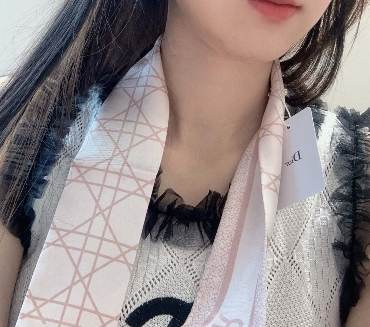 CD Twilly Mini Scarf 105cm Light Pink Mulberry Silk 976505