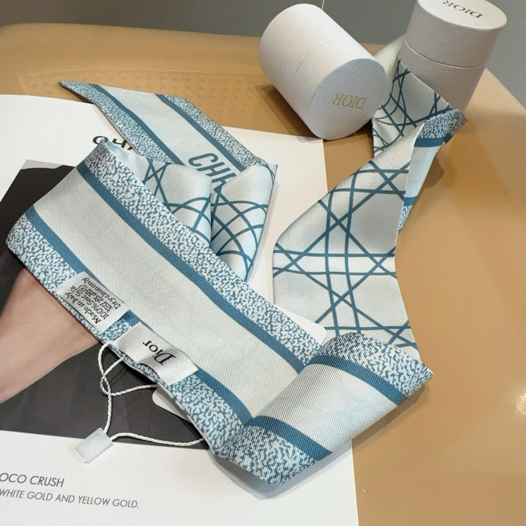 CD Twilly Mini Scarf 105cm Light Blue Mulberry Silk 976506