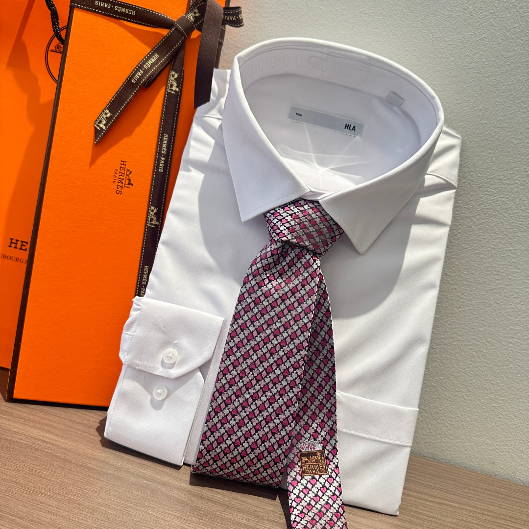 HM Carre d'As Tie Pink Twill Silk 210008