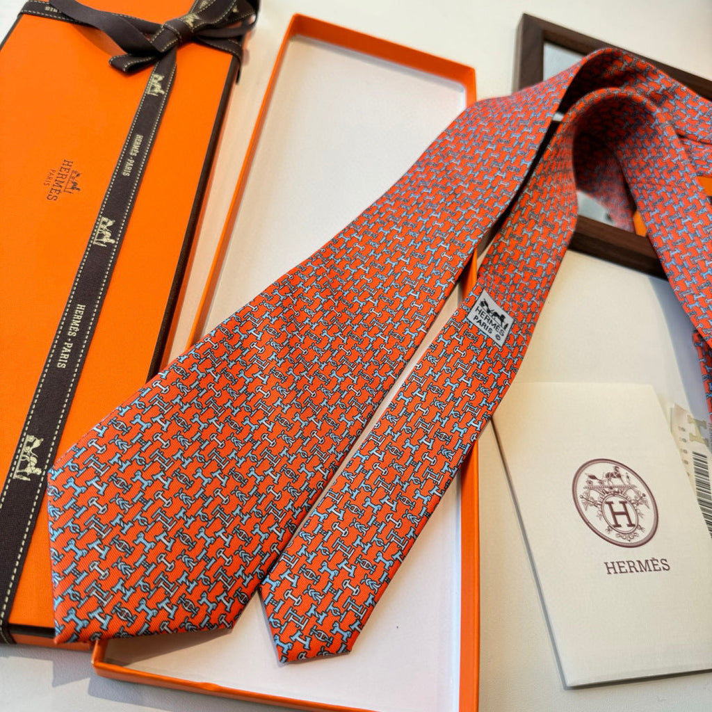 HM Boucles En Vrac Tie Orange Twill Silk 210010