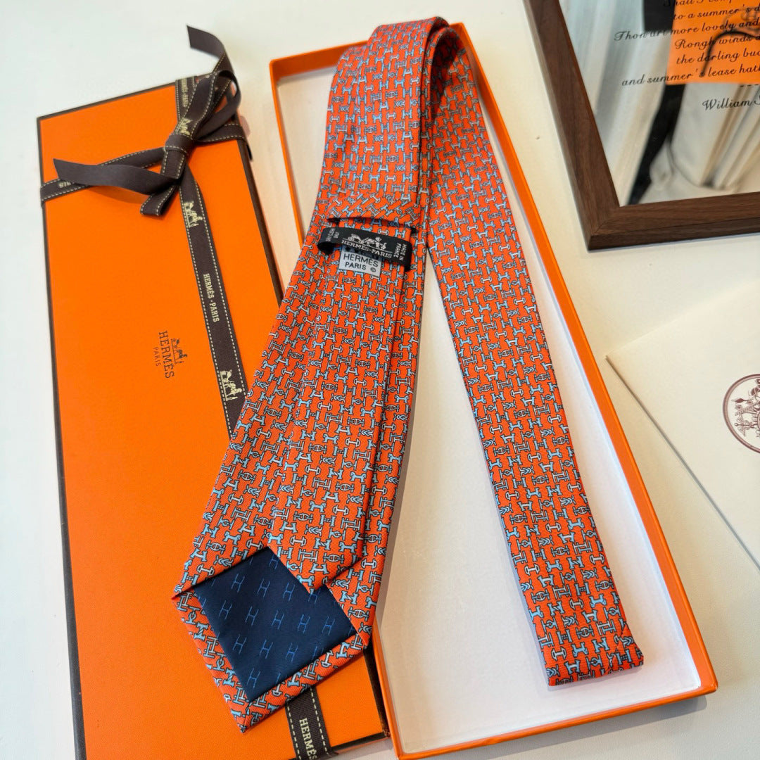 HM Boucles En Vrac Tie Orange Twill Silk 210010