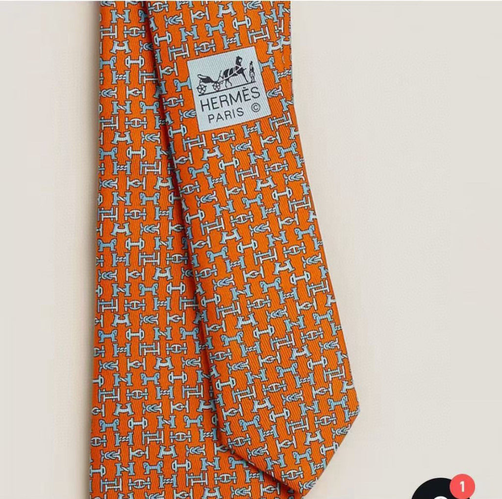 HM Boucles En Vrac Tie Orange Twill Silk 210010