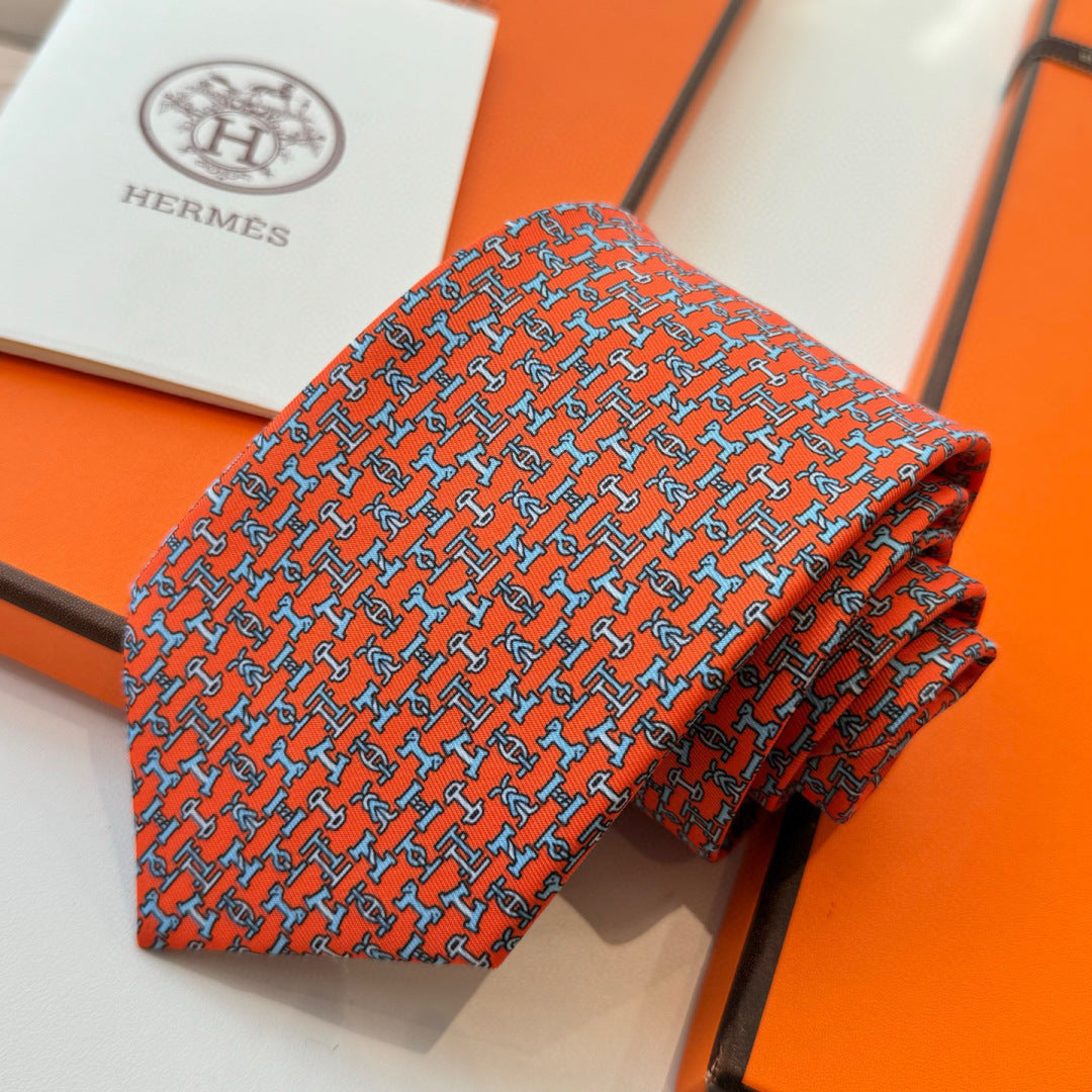 HM Boucles En Vrac Tie Orange Twill Silk 210010