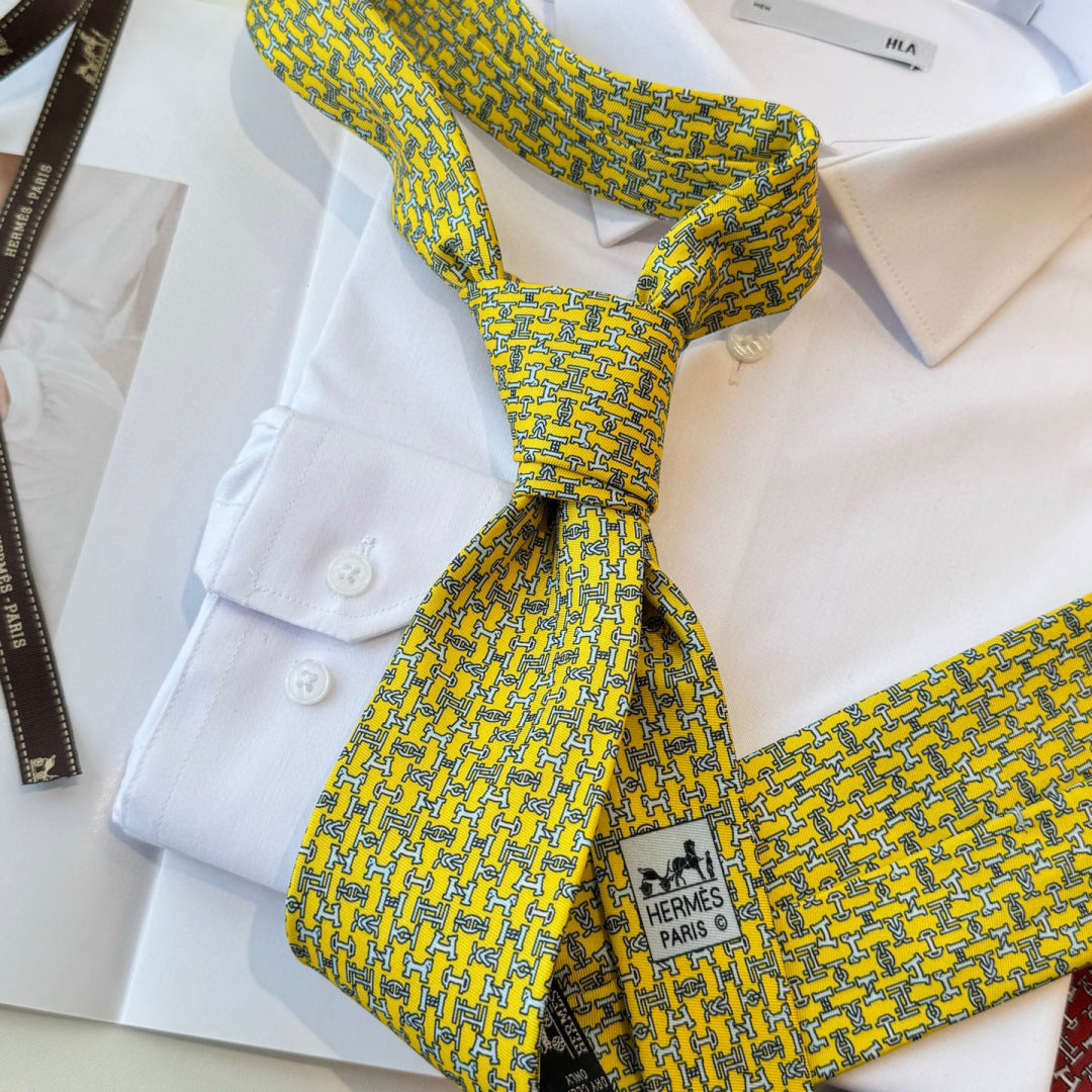 HM Boucles En Vrac Tie Yellow Twill Silk 210012