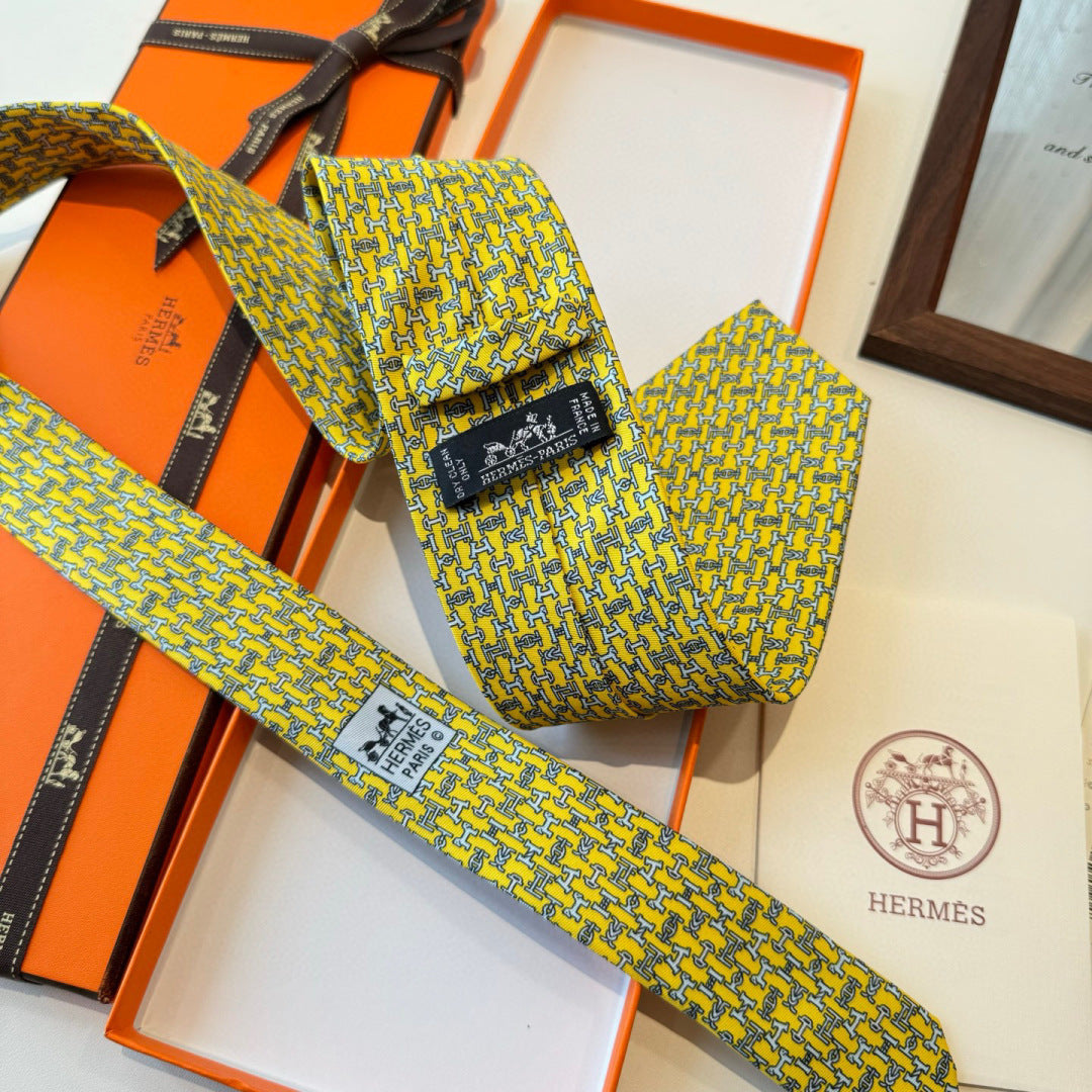 HM Boucles En Vrac Tie Yellow Twill Silk 210012