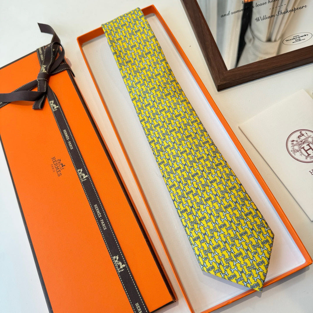 HM Boucles En Vrac Tie Yellow Twill Silk 210012