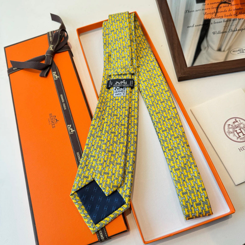 HM Boucles En Vrac Tie Yellow Twill Silk 210012