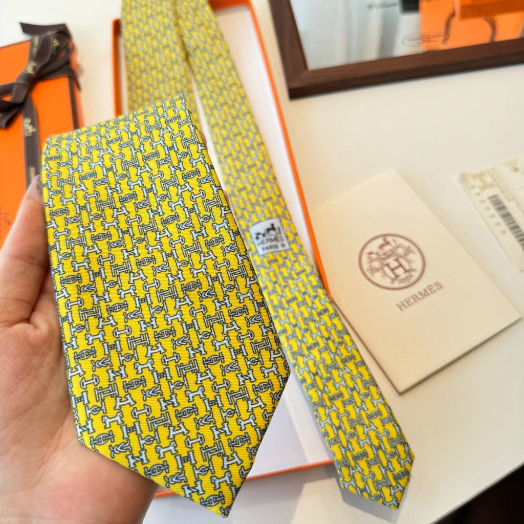 HM Boucles En Vrac Tie Yellow Twill Silk 210012