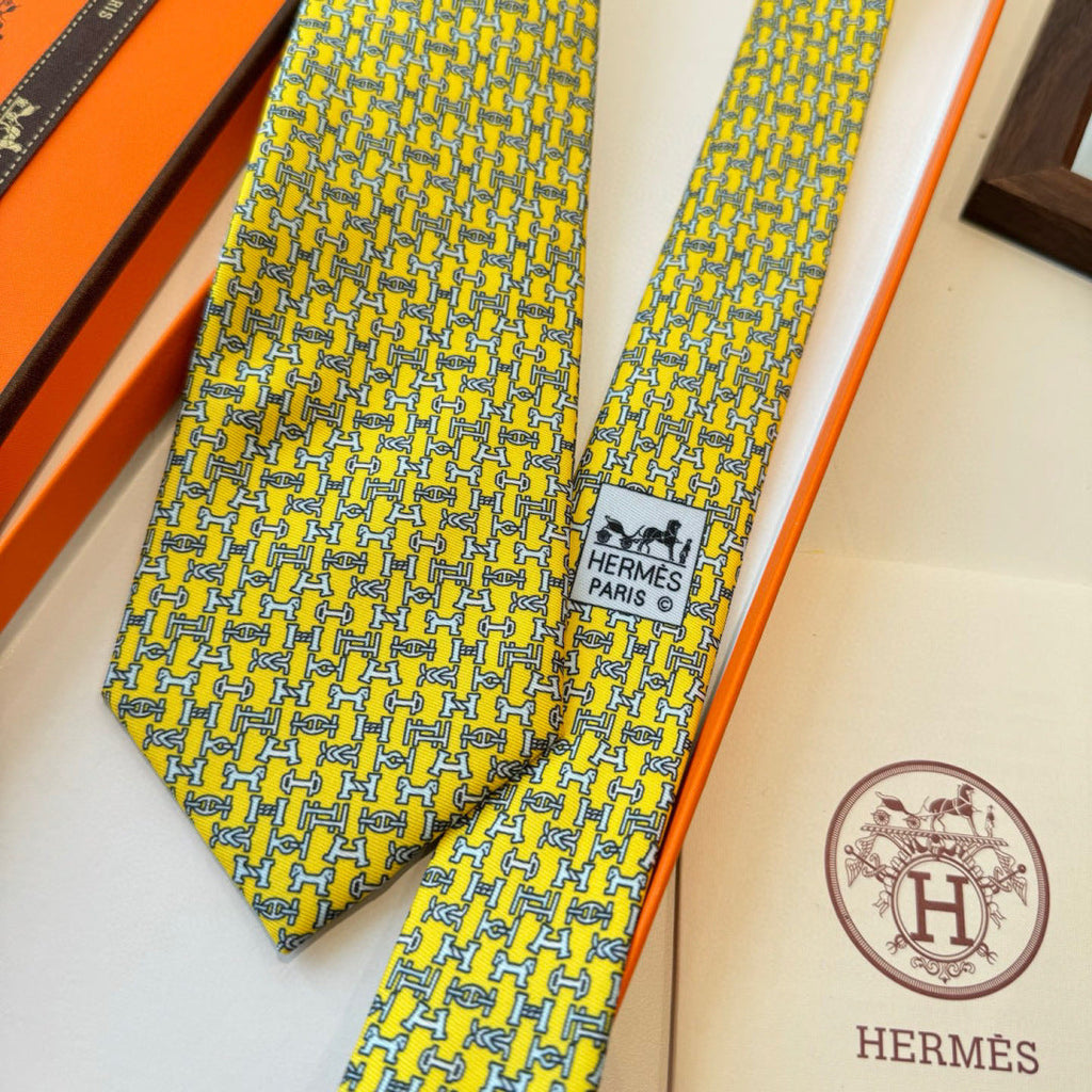 HM Boucles En Vrac Tie Yellow Twill Silk 210012