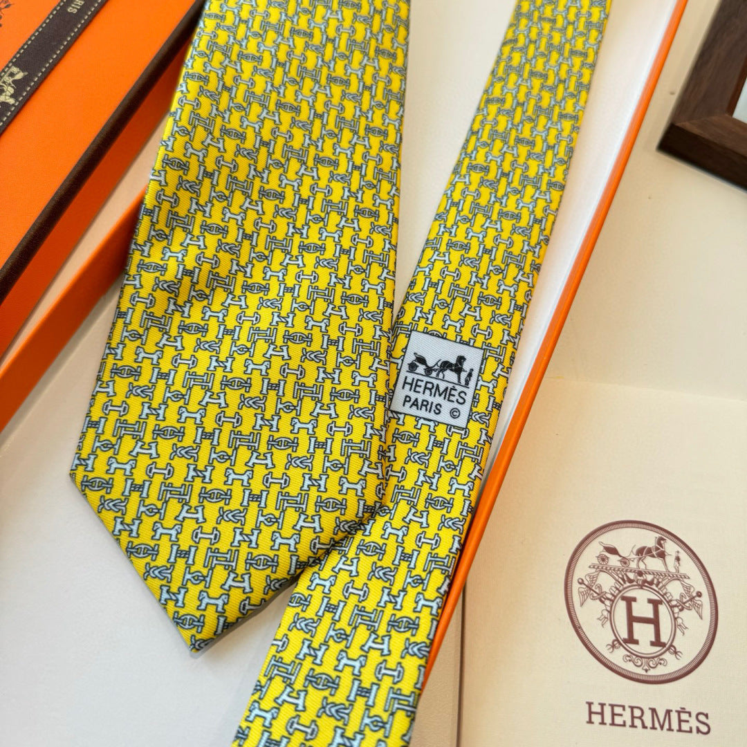 HM Boucles En Vrac Tie Yellow Twill Silk 210012