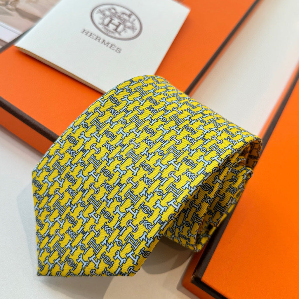 HM Boucles En Vrac Tie Yellow Twill Silk 210012
