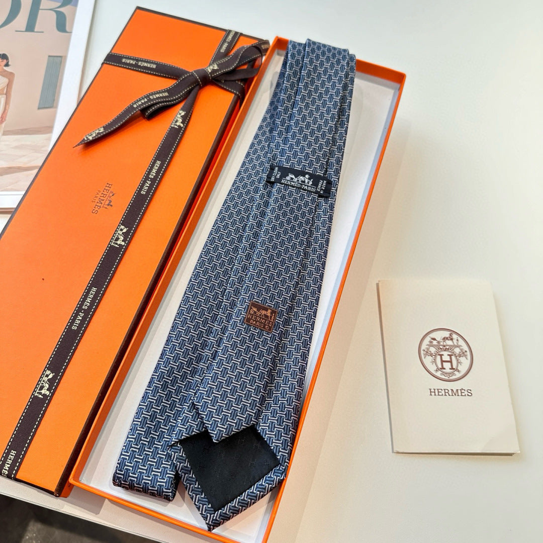 HM Maze Escape Tie Dark Blue Twill Silk 212120