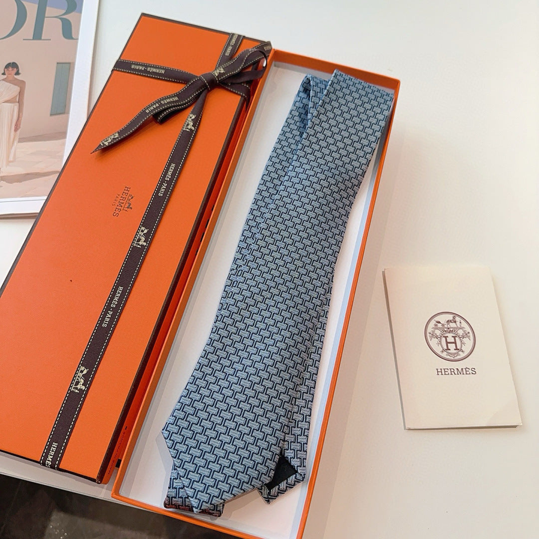 HM Maze Escape Tie Light Blue Twill Silk 212122