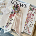 CD Twilly Mini Scarf 105cm White Light Pink Colorful Mulberry Silk 902531