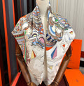 HM Hippopolis Scarf 90x90 Orange White Silk 333444