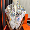 HM Hippopolis Scarf 90x90 Pink White Silk 333445