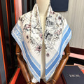 CD Souvenir de Rome Scarf 90x90 Blue White Silk 333457