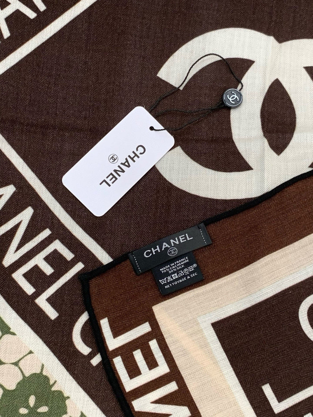 CC 25s Scarf 140cm Green Brown Cashmere 965406