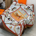 HM 25s The King Scarf 140cm White Brown Cashmere 973049