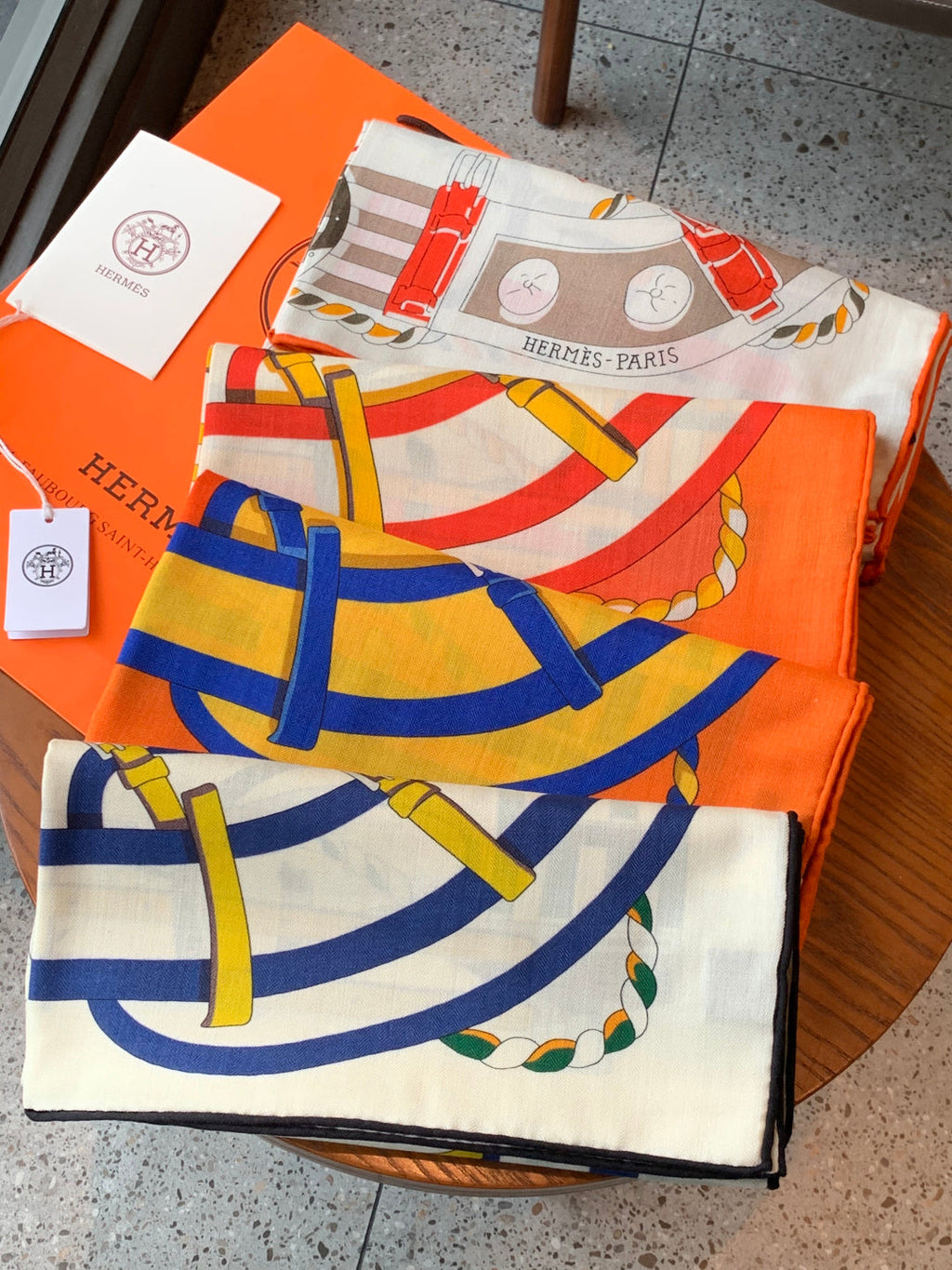 HM 26s Double-sided Scarf 140cm Orange Silk Cashmere 153157