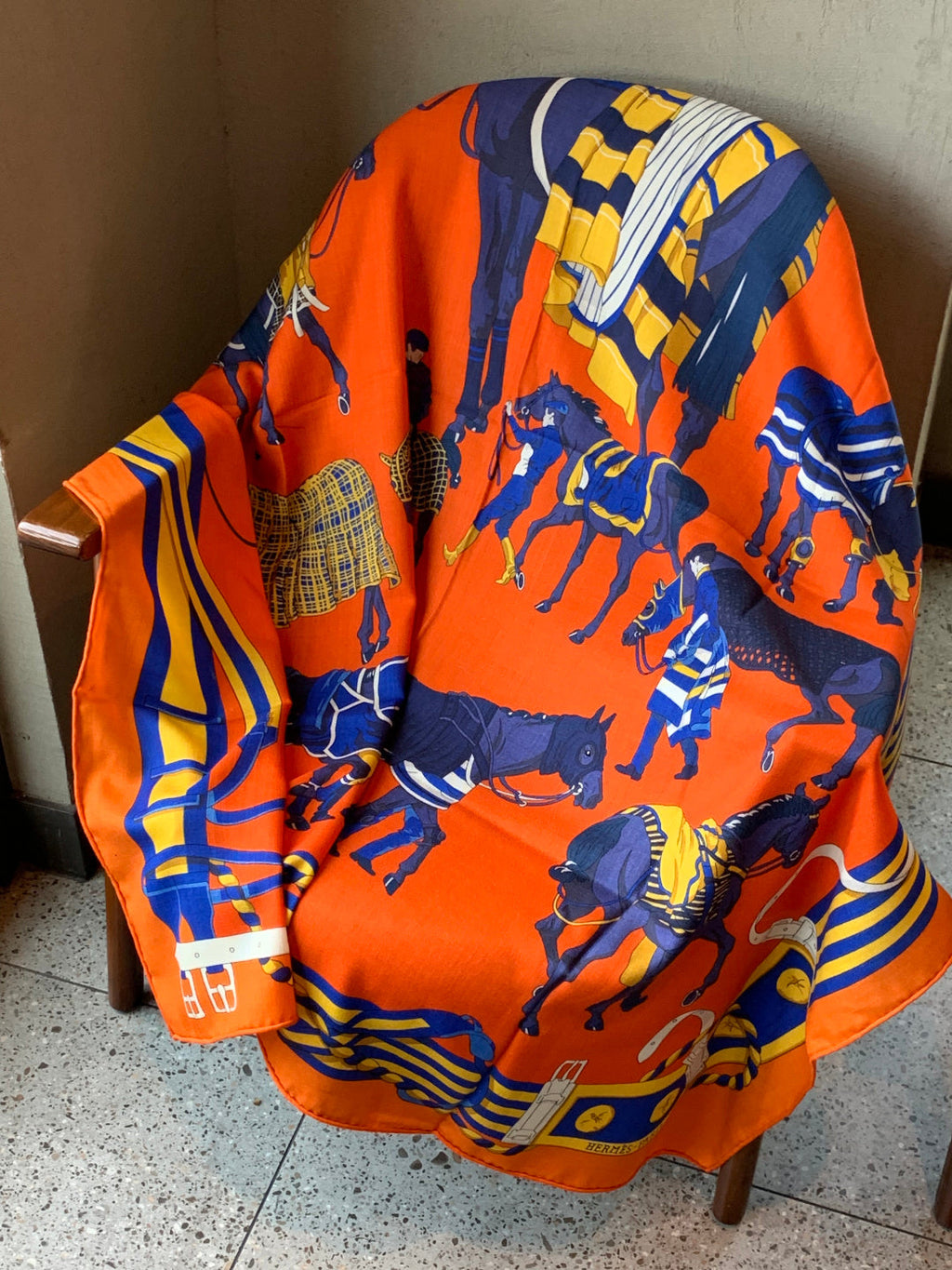 HM 26s Double-sided Scarf 140cm Orange Silk Cashmere 153157