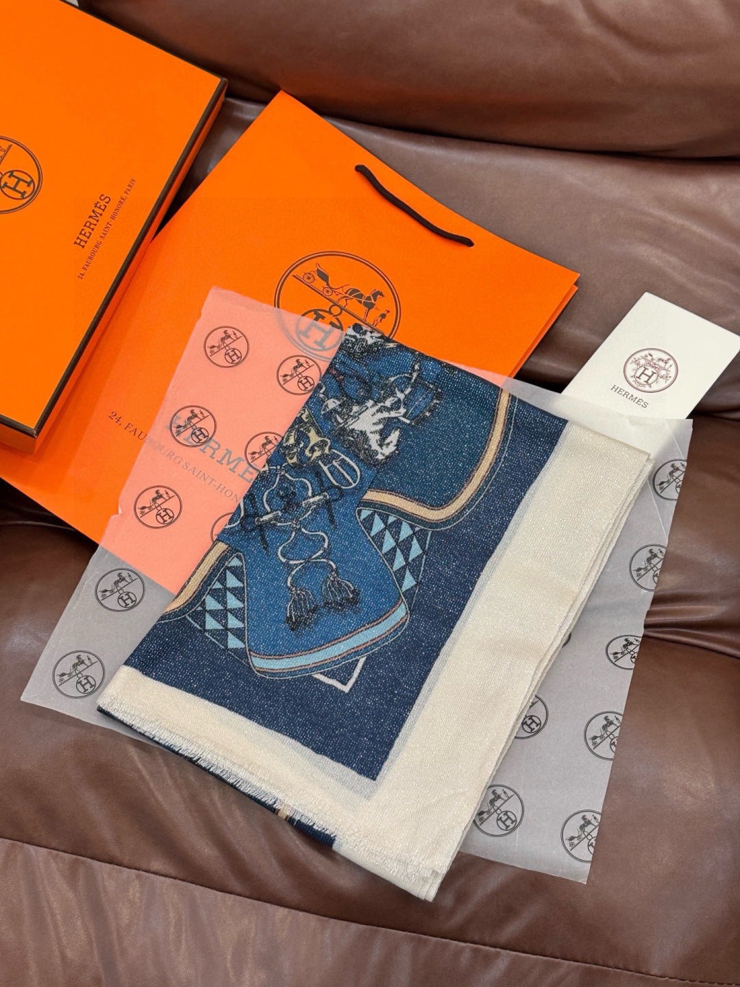 HM 26s Double-sided Scarf 200*100 Blue Jeans Cashmere 153174