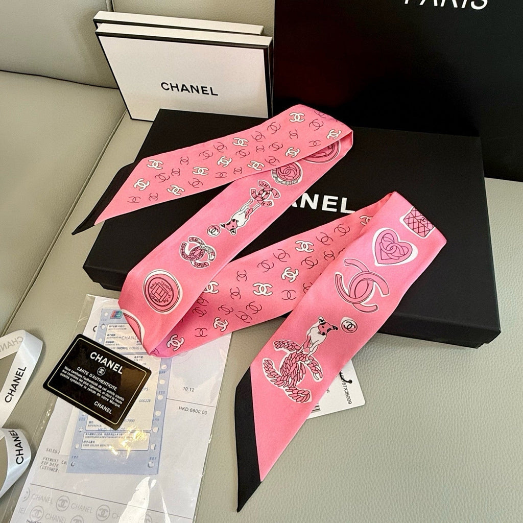 CC Twilly Mini Scarf 120cm Pink Mulberry Silk 935248