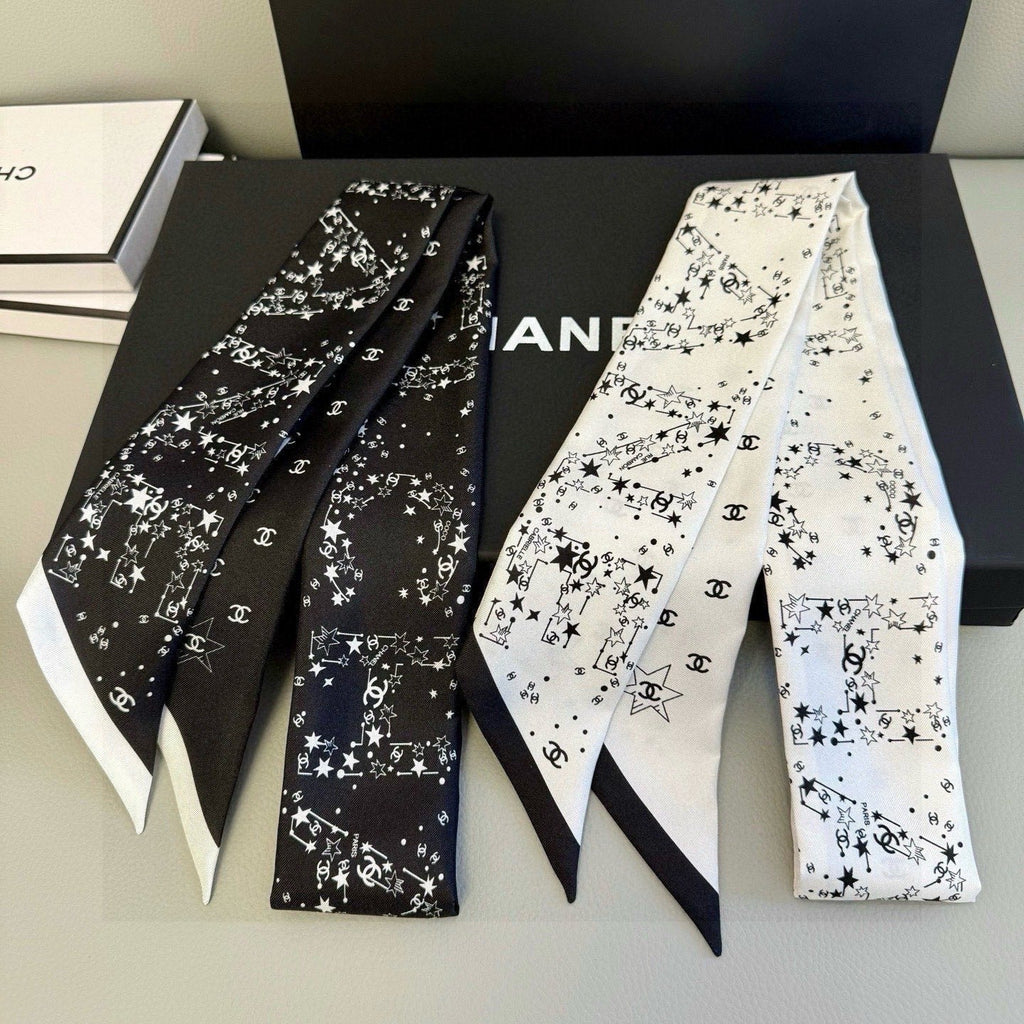 CC Twilly Mini Star Scarf 120cm White Mulberry Silk 945723