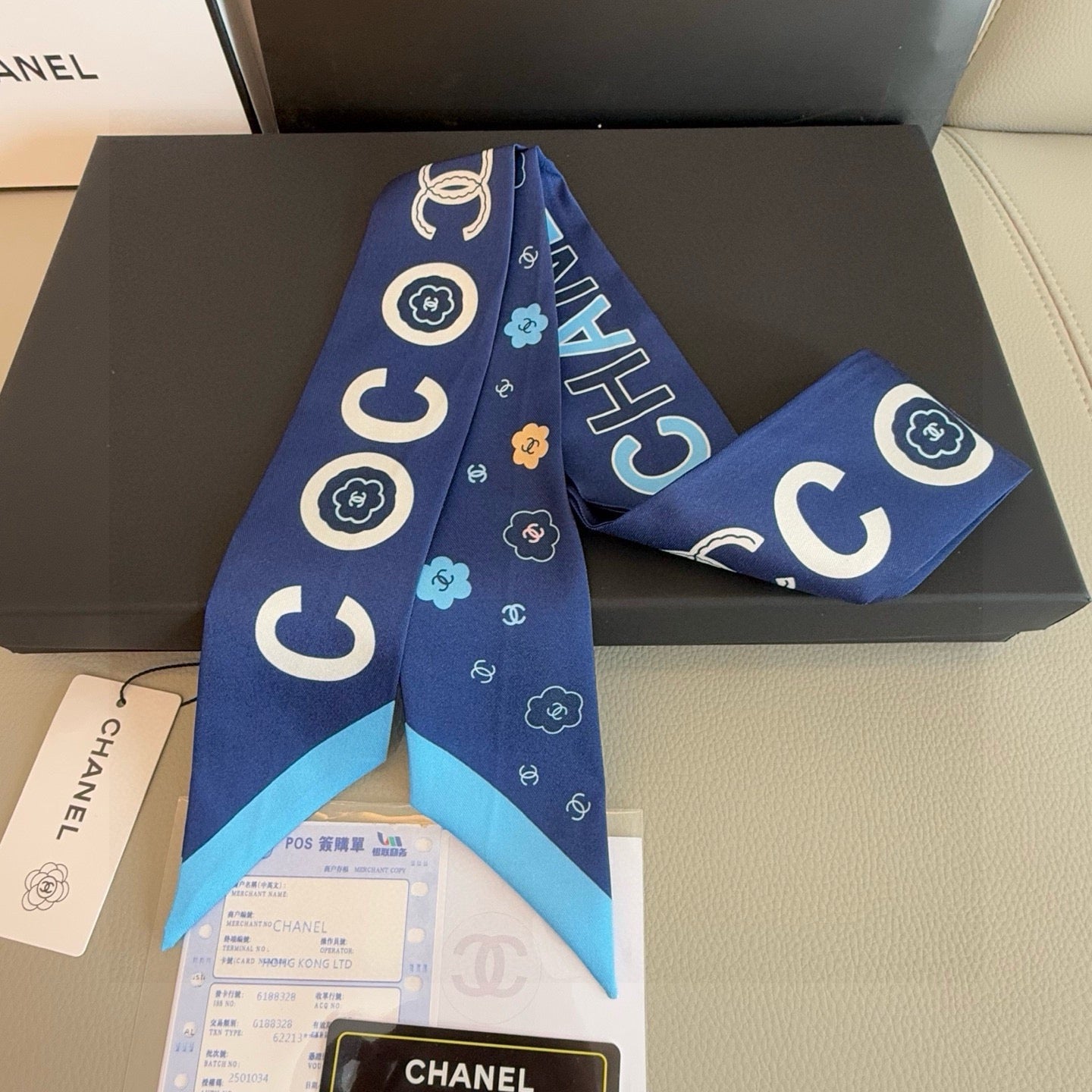 CC Twilly Mini Scarf 120cm Dark Blue Mulberry Silk 949094