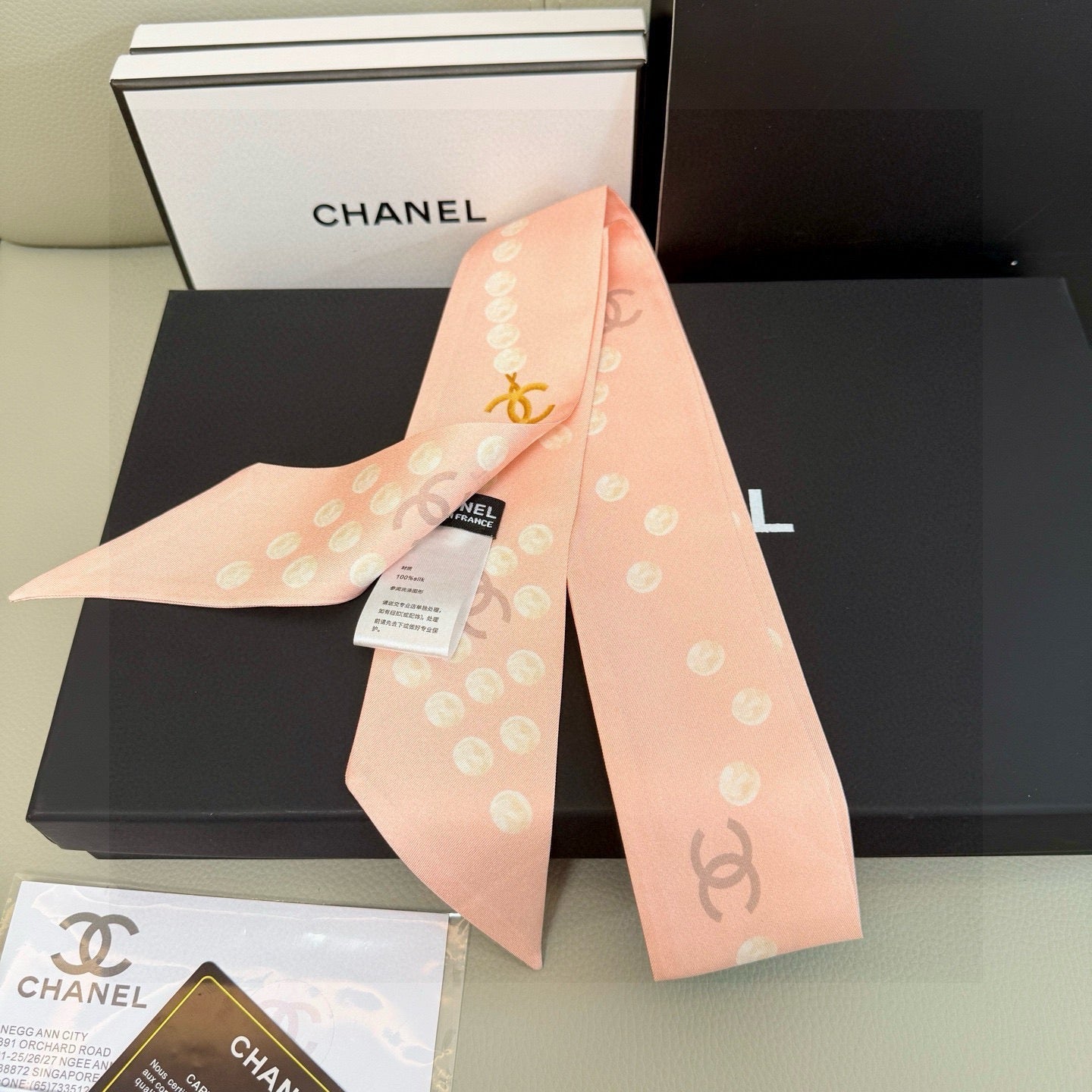 CC Twilly Mini Scarf 120cm Light Pink Mulberry Silk 949111