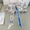 CD Twilly Mini Scarf 105cm Blue Mulberry Silk 969063