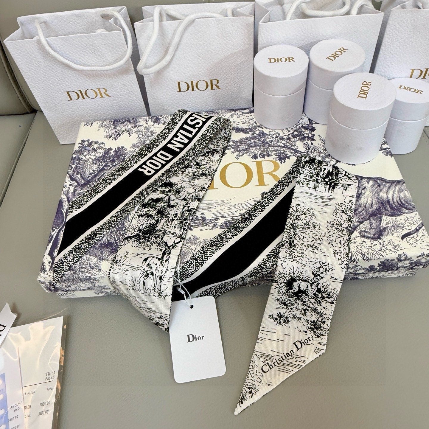 CD Twilly Mini Scarf 105cm Black Mulberry Silk 976491