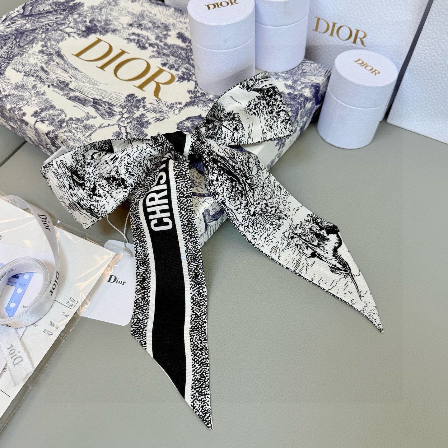 CD Twilly Mini Scarf 105cm Black Mulberry Silk 976491