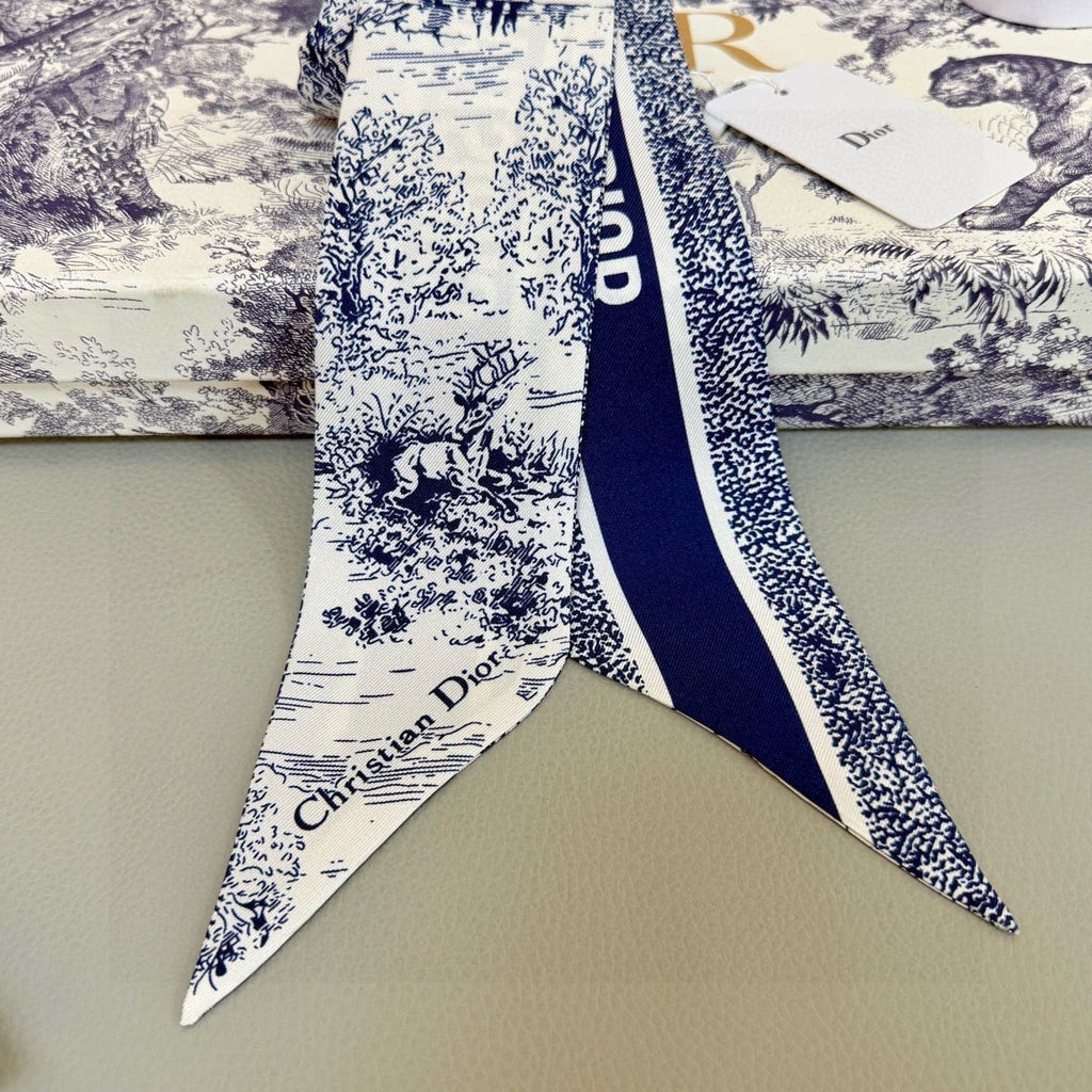 CD Twilly Mini Scarf 105cm Dark Blue Mulberry Silk 976493