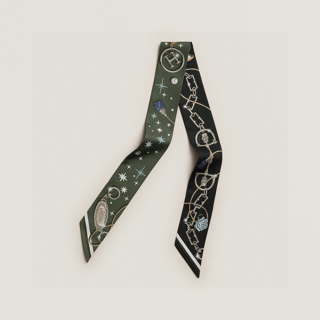 HM Twilly Mini Scarf 105 Dark Khaki Green Silk Twill 153186