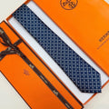 HM Subtle Logo Tie Dark Blue Twill Silk 212087