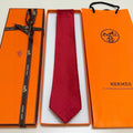 HM Jacquard Tie Red Twill Silk 212088