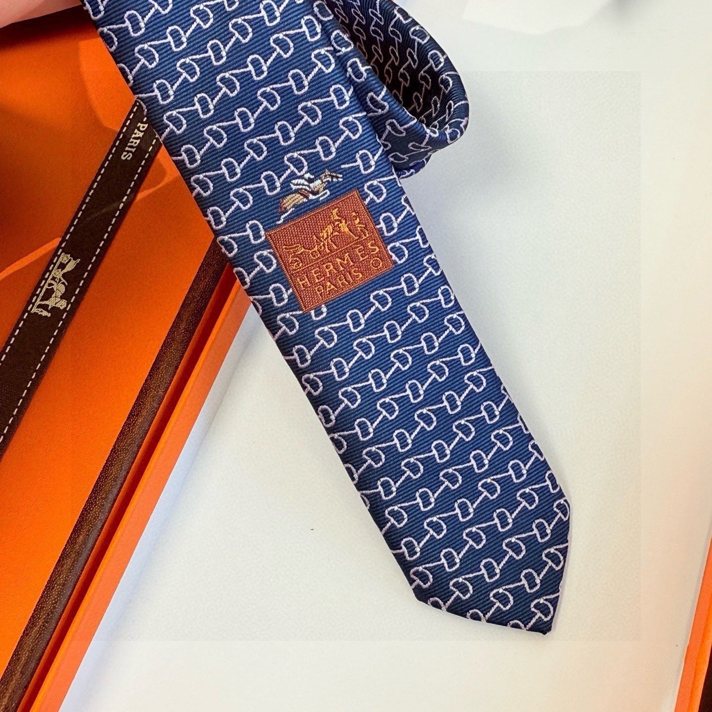 HM Mors a Olives Tie Dark Blue Twill Silk 212097