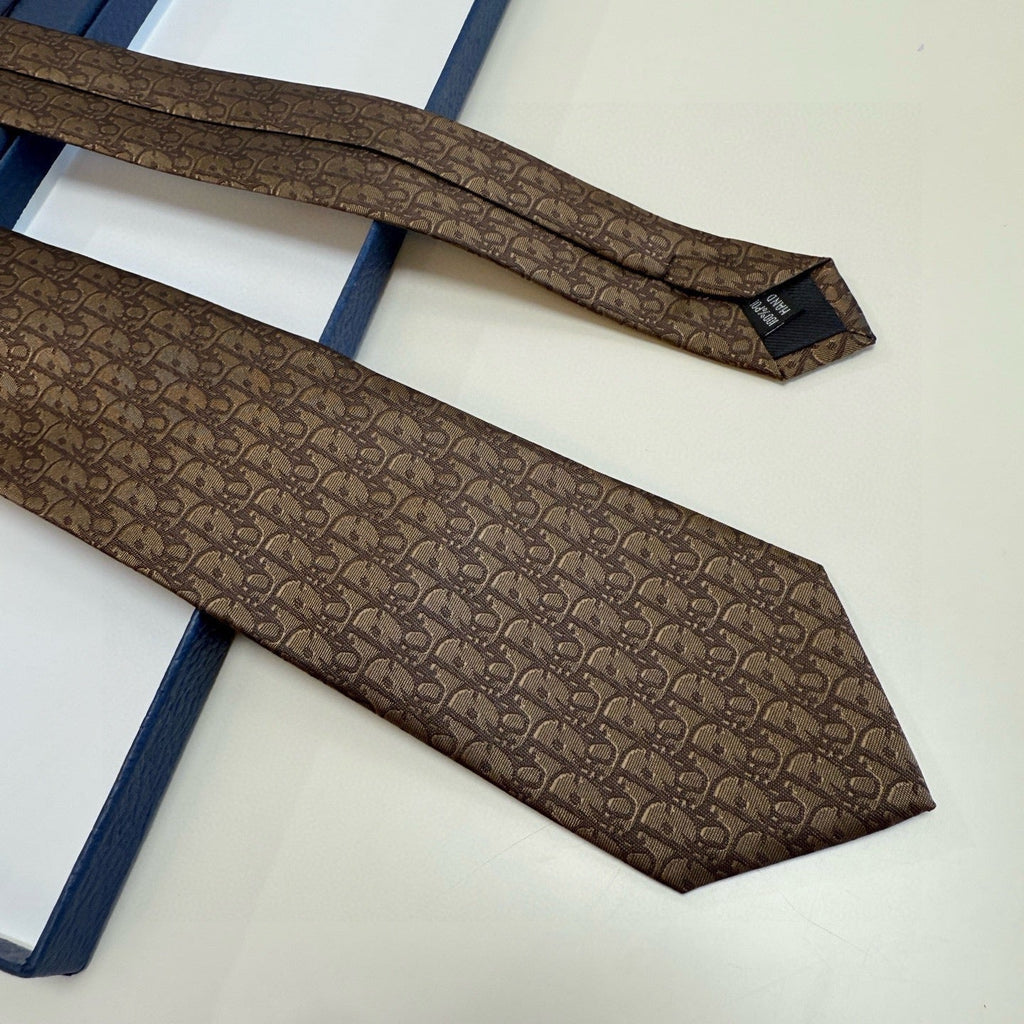 CD Oblique Tie Brown Silk 212102