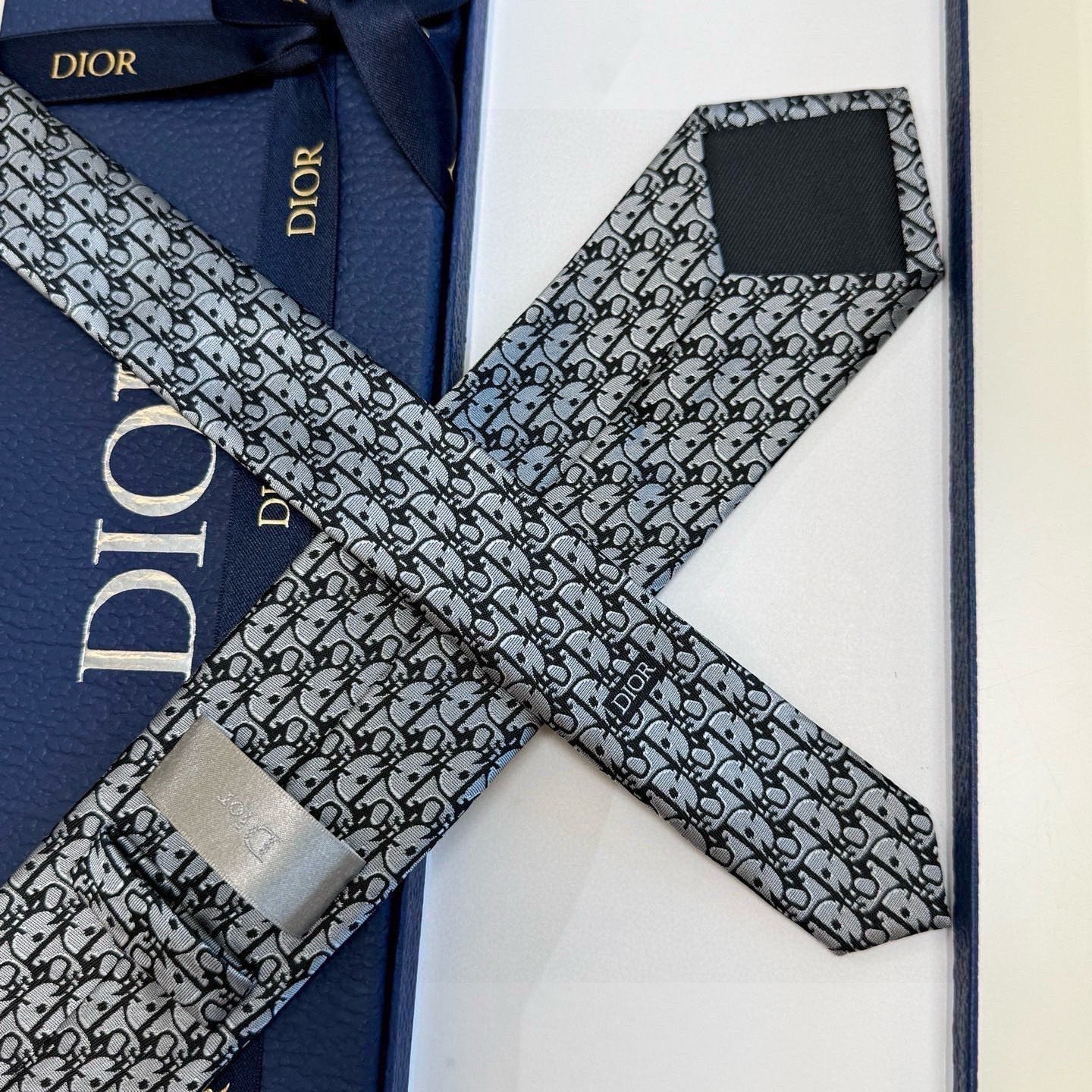 CD Oblique Tie Grey Silk 212106