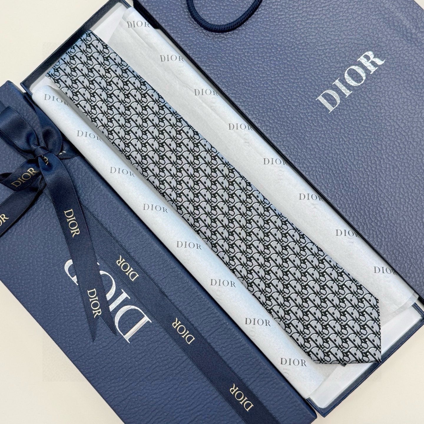 CD Oblique Tie Grey Silk 212106