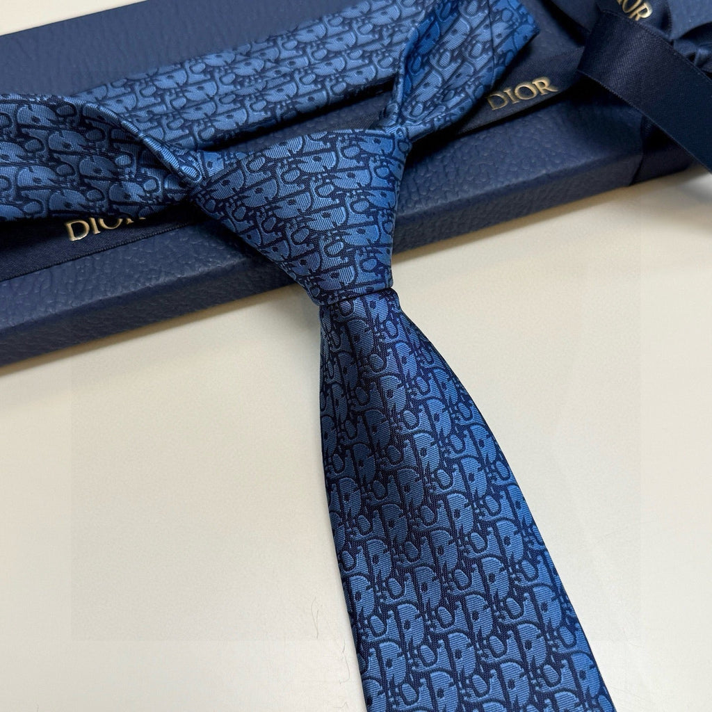 CD Oblique Tie Dark Blue Silk 212107