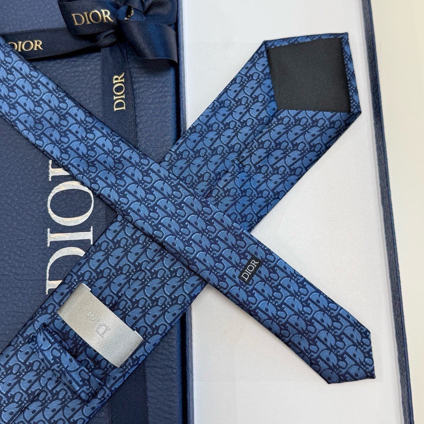 CD Oblique Tie Dark Blue Silk 212107