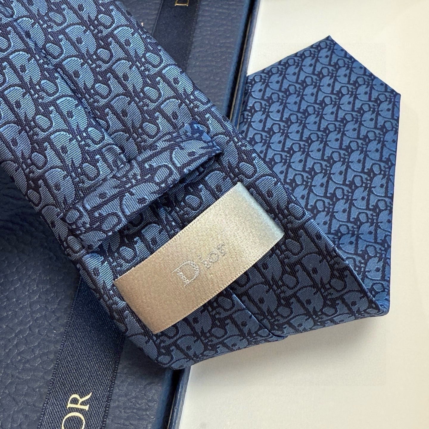 CD Oblique Tie Dark Blue Silk 212107