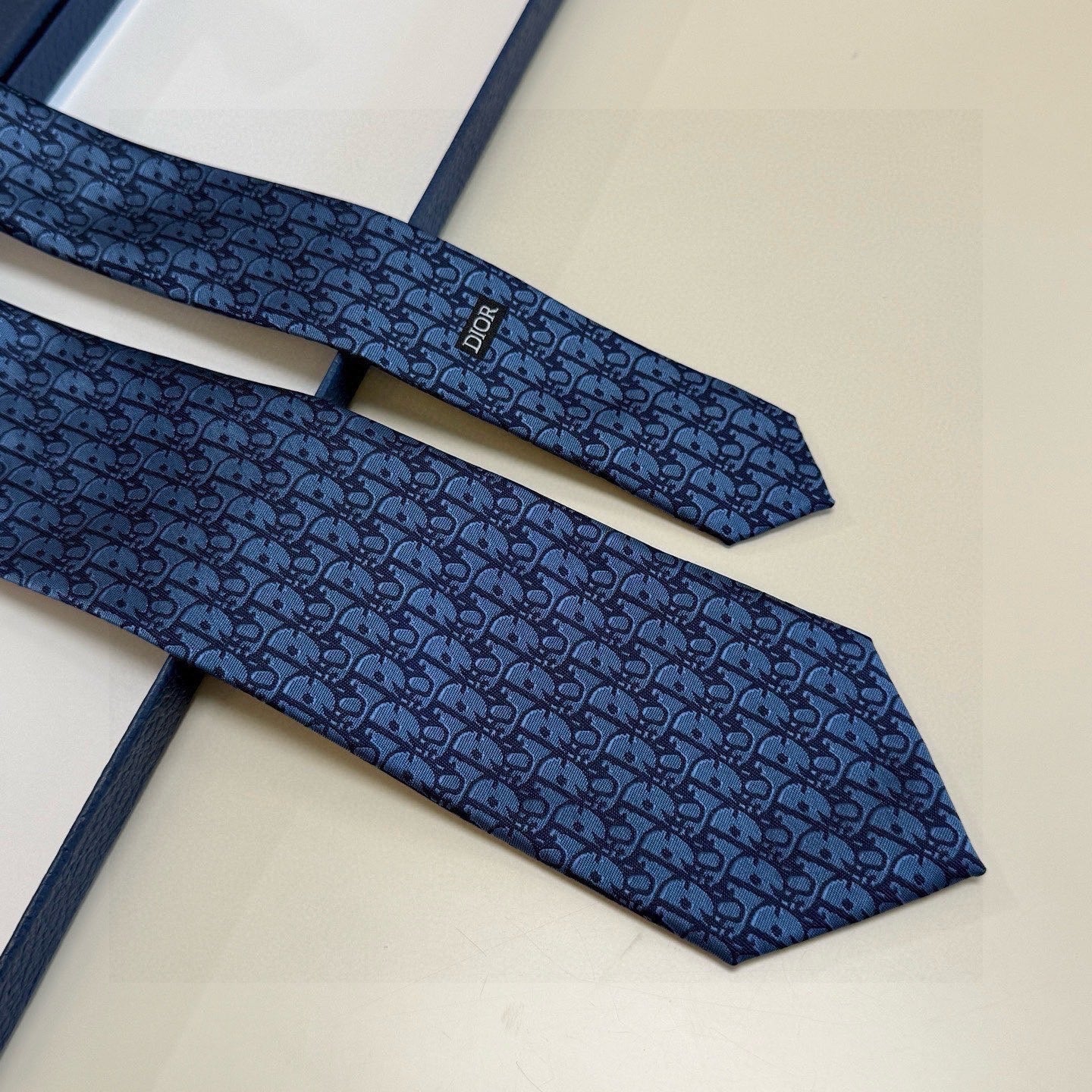CD Oblique Tie Dark Blue Silk 212107