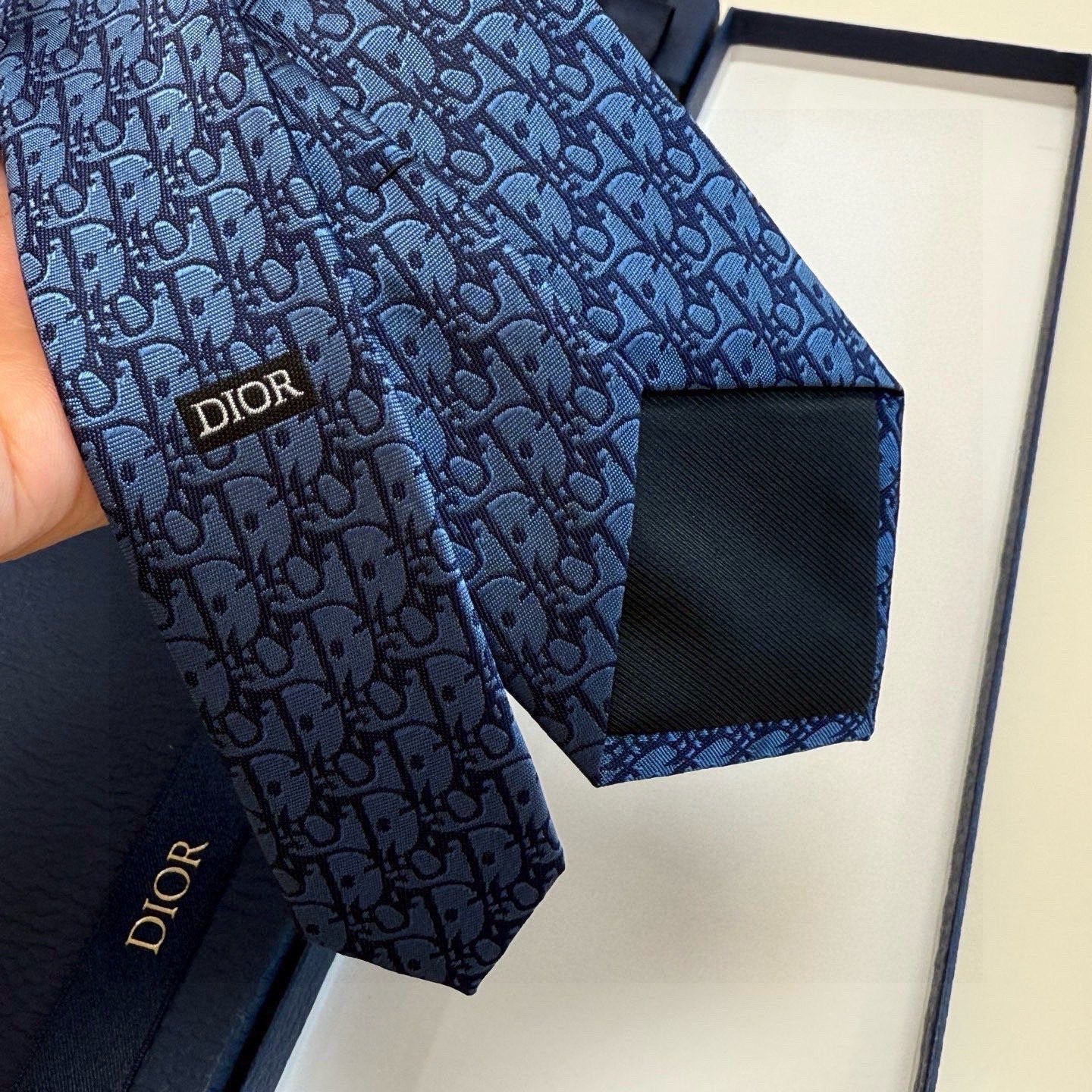 CD Oblique Tie Dark Blue Silk 212107