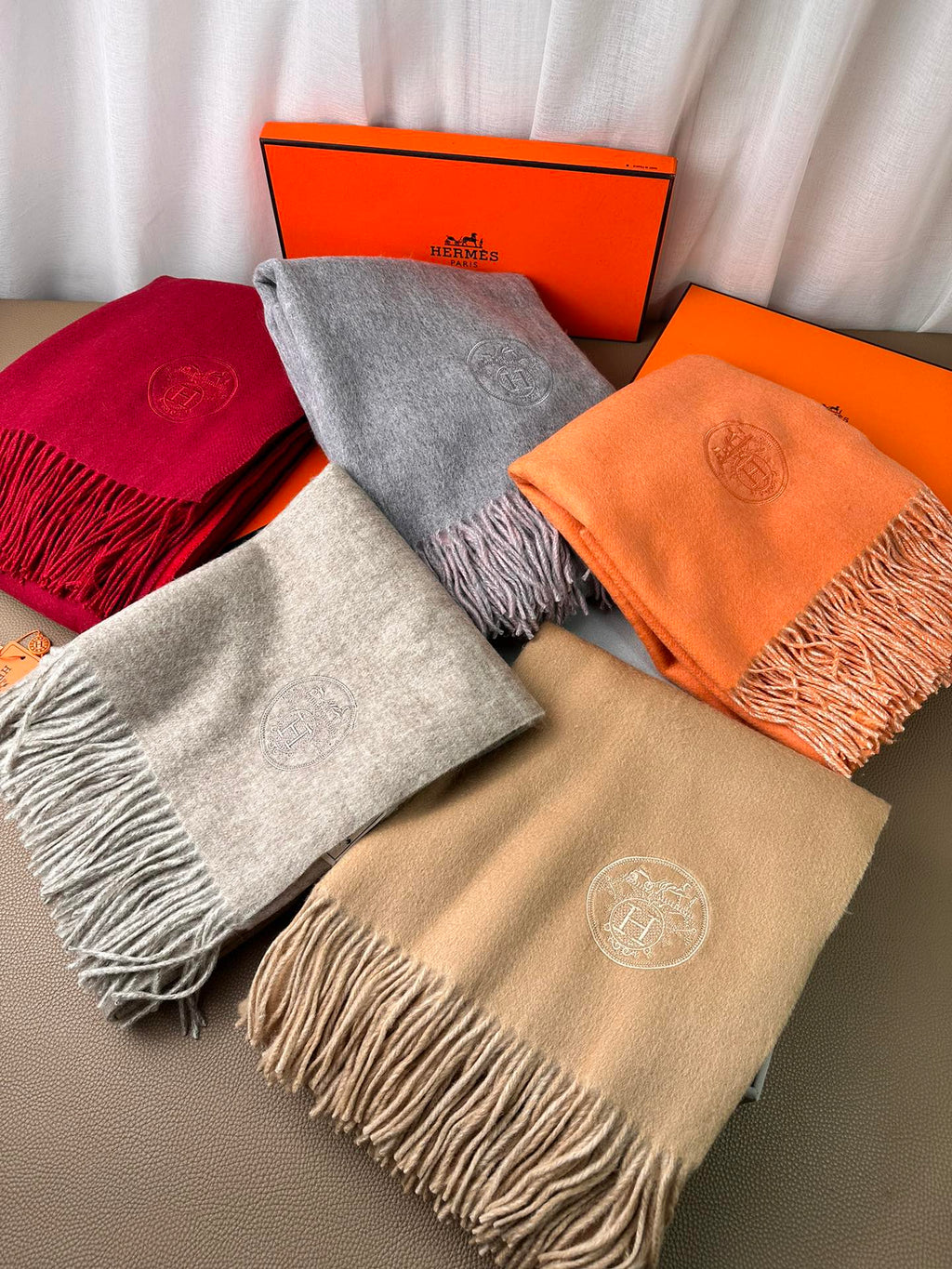 DOUBLE-FACE SCARF 200 CM IN CRIMSON RED CASHMERE