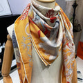 Precious Paradise Scarf 140 CM Yellow Orange Colorful Cashmere And Silk